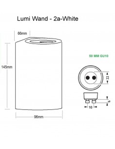 Sieninis LED lauko šviestuvas - Lumi Wand-2a White 2