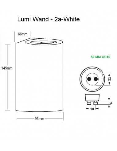 Sieninis LED lauko šviestuvas - Lumi Wand-2a White