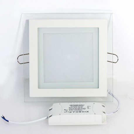 Įleidžiama LED panelė su stiklu - 6W kvadratas šilta balta 3000K