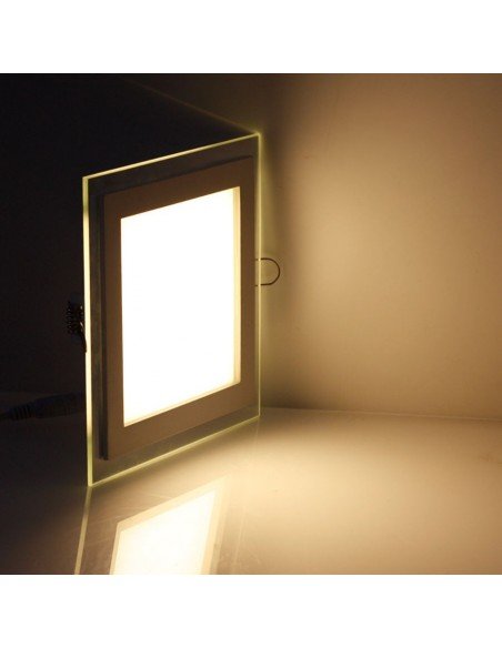 Įleidžiama LED panelė su stiklu - 6W kvadratas šilta balta 3000K
