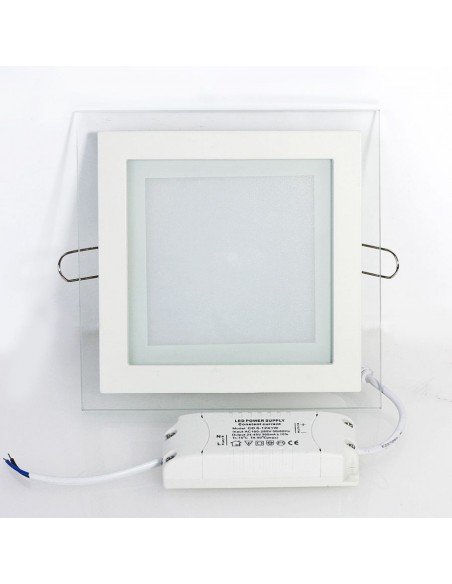 Įleidžiama LED panelė su stiklu - 12W kvadratas neutrali balta 4500K