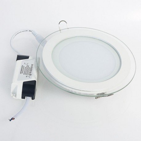 Įleidžiama LED panelė su stiklu - 6W apvali šilta balta 3000K