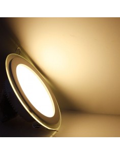 Įleidžiama LED panelė su stiklu - 6W apvali šilta balta 3000K 2