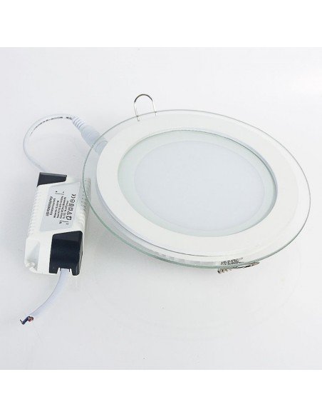 Įleidžiama LED panelė su stiklu - 6W apvali neutrali balta 4500K