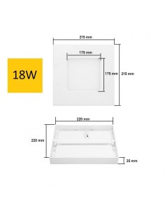 Virštinkinė LED panelė - 18W kvadratas 2
