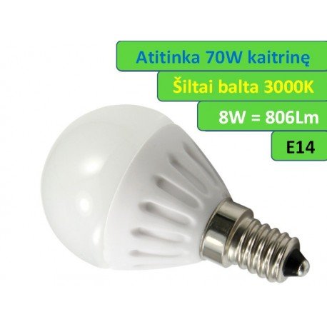 LED  lemputė E14 - 8W - 806 LM