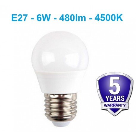 E27 - 6W - 480lm LED lemputė