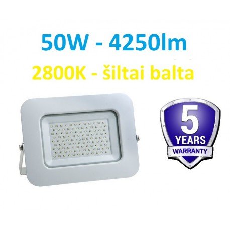 LED prožektorius 50W - 2800K - Garantija 5m