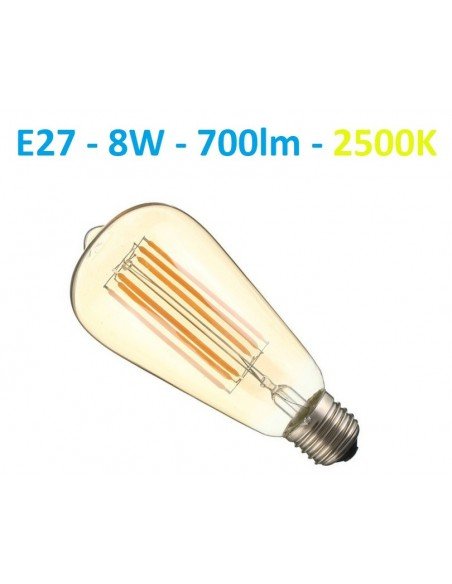 E27 filament - 8W - 700lm - ST64