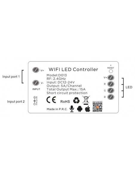 RGB WiFi Tuya LED juostos valdiklis 3 x 5A