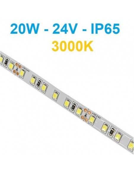 24V LED juosta 20W/m - IP65 - 120SMD/m - 3000K - 5 metrai