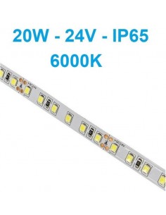 24V LED juosta 20W/m - IP65 - 120SMD/m - 6000K - 5 metrai