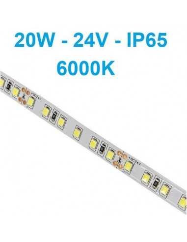 24V LED juosta 20W/m - IP65 - 120SMD/m - 6000K - 5 metrai