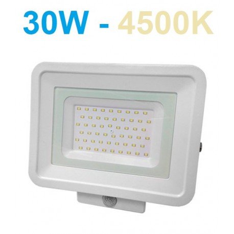 LED prožektorius baltas su judesio davikliu 30W - 4500K