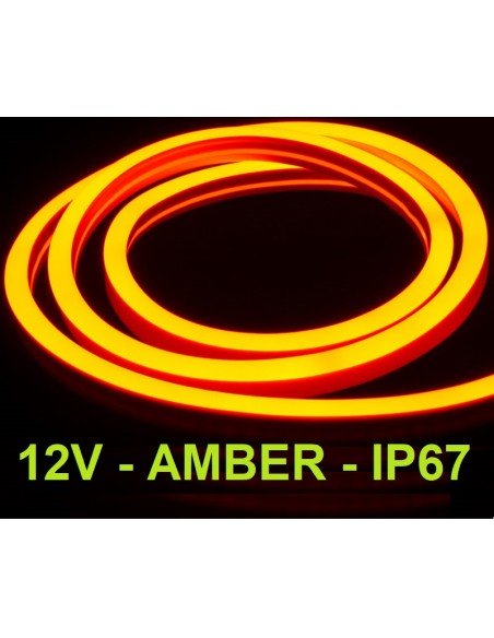 LED juosta NEON FLEX 12V - Amber - IP67 - 5 metrai