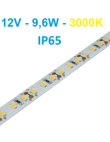 12V LED juosta 9,6W/m - IP65 - 3000K