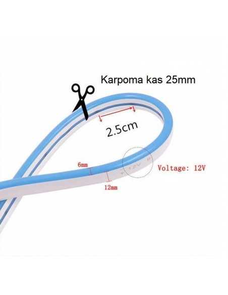 LED juosta NEON FLEX 12V - Žalia - IP67 - 5 metrai