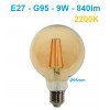 LED lemputė E27 G95 filament - 9W - 840lm - 2200K