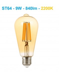 LED lemputė E27 ST64 filament - 9W - 840lm - 2200K