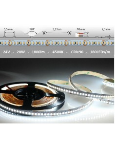 24V LED juosta - 20W - 4500K -180LEDs/m CRI90 2