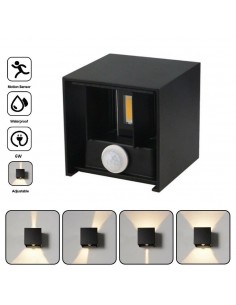 LED šviestuvas su judesio davikliu - Lumi Adjustable 6W Black 3000K 2