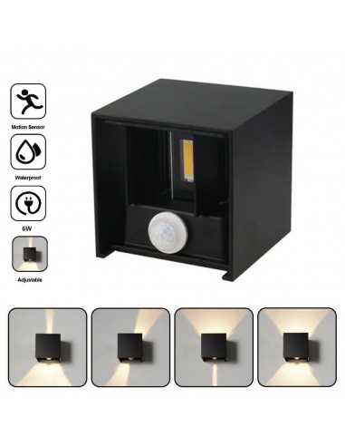 LED šviestuvas su judesio davikliu - Lumi Adjustable 6W Black 3000K