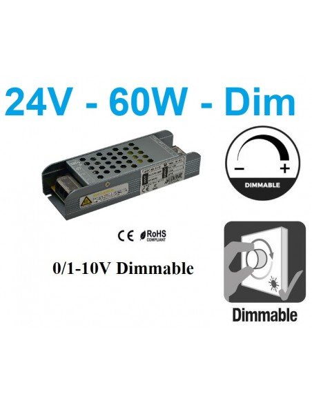 Reguliuojamas LED maitinimo šaltinis 60W -24V - TRIAC bei 0/1-10V