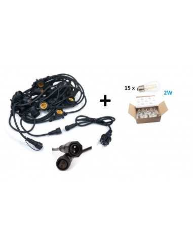 LED lauko girlianda E27 - 15 metrų su 2W LED lemputėmis