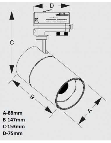 Akcentinis Track šviestuvas 3 fazių 30W - CCT juodas