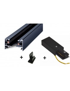 Virštinkinis Track bėgelis juodas - 2m su pajungimu ir užbaigimu