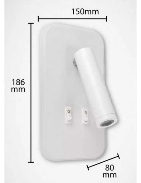 LED sieninis šviestuvas su skaitymo lempute 6W + 3W