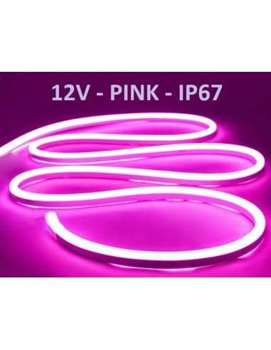 LED juosta NEON FLEX 12V - PINK - IP67 - 5 metrai