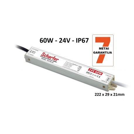 Profesionalus LED maitinimo šaltinis Scharfer 24V-60W-IP67