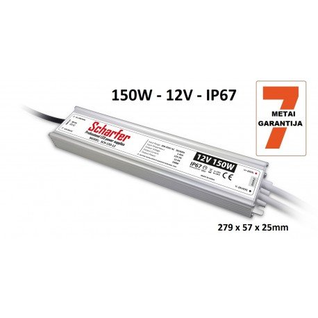 Profesionalus LED maitinimo šaltinis Scharfer 12V-150W-IP67