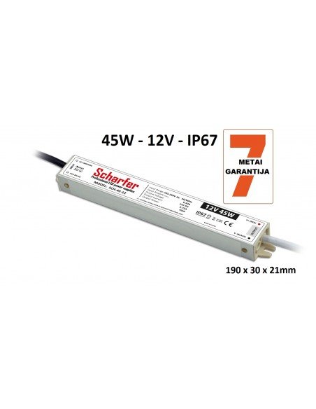Profesionalus LED maitinimo šaltinis Scharfer 12V-45W-IP67