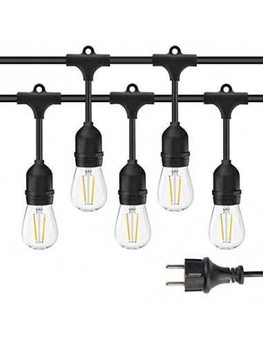 LED lauko girlianda E27 - 10 metrų 20 lempučių su 2W LED lemputėmis