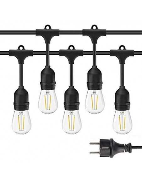 LED lauko girlianda E27 - 10 metrų 20 lempučių su 2W LED lemputėmis LED lauko girlianda E27 - 10 metrų 20 lempučių su 2W LED lemputėmis