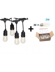 LED lauko girlianda E27 - 10 metrų 20 lempučių su 2W LED lemputėmis