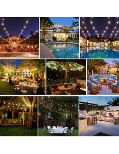 Balta LED lauko girlianda E27 -10 metrų 20 lempučių su 2W LED lemputėmis 2