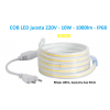 COB LED juosta 220V - 10W - šiltai balta IP68