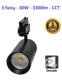 Akcentinis Track šviestuvas 3 fazių 30W - CCT juodas