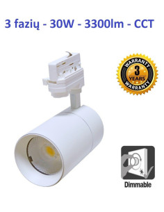 Akcentinis Track šviestuvas 3 fazių 30W - CCT juodas