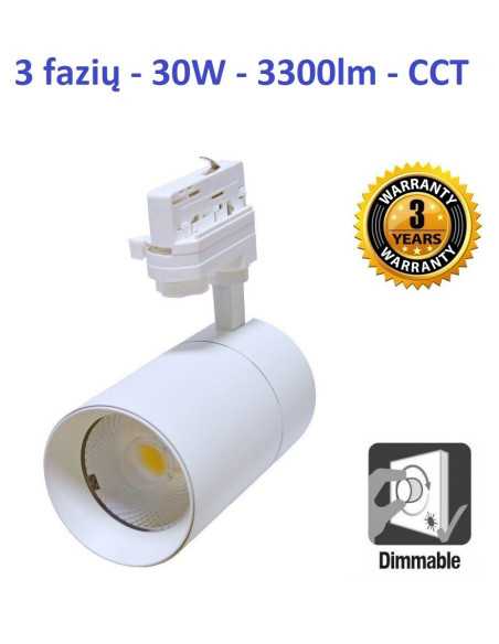 Akcentinis Track šviestuvas 3 fazių 30W - CCT juodas Akcentinis Track šviestuvas 3 fazių 30W - CCT juodas