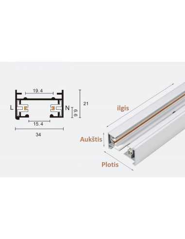 Bėgelis Track šviestuvui baltas - Premium 2m