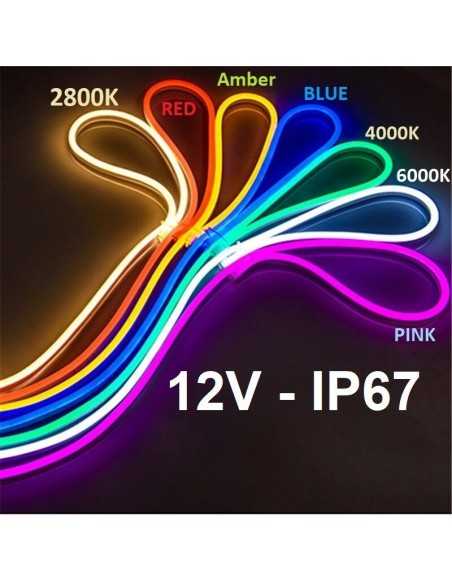 LED juosta NEON FLEX 12V - 12W - ORANGE - IP67 - 5 metrai - 1cm cut - IP67