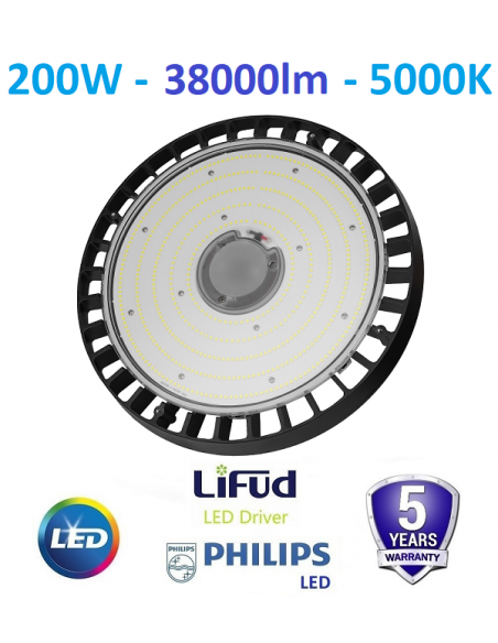 HIGH BAY LED  šviestuvas 200W - 38000LM - 5000K - IP67 - Garantija 5m