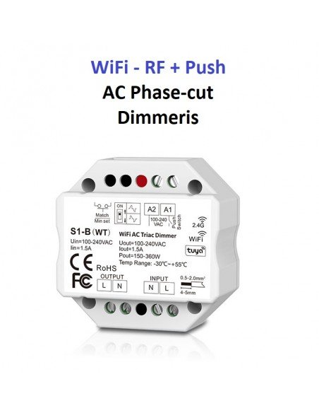 Dimmer SKYDANCE S1-B (WT)  200W Push Dim/Wifi RF