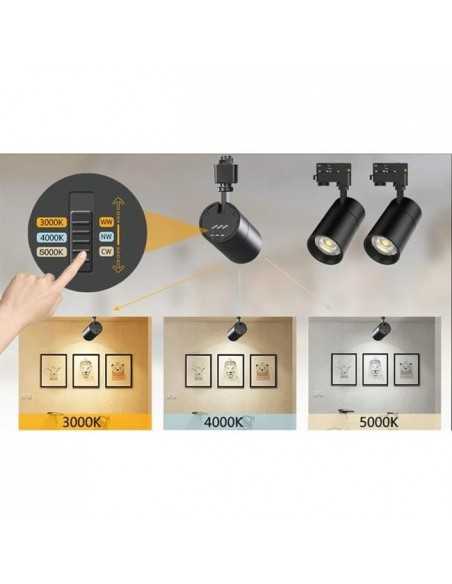Akcentinis Track šviestuvas 1 fazės - 10W - CCT juodas Akcentinis Track šviestuvas 1 fazės - 10W - CCT juodas