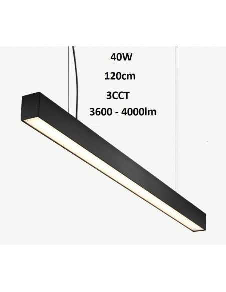 Linijinis LED šviestuvas - Linear 120cm 40W - JUODAS CCT