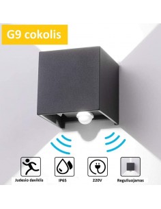 LED šviestuvas - CUBE - G9 Anthracite su judesio davikliu